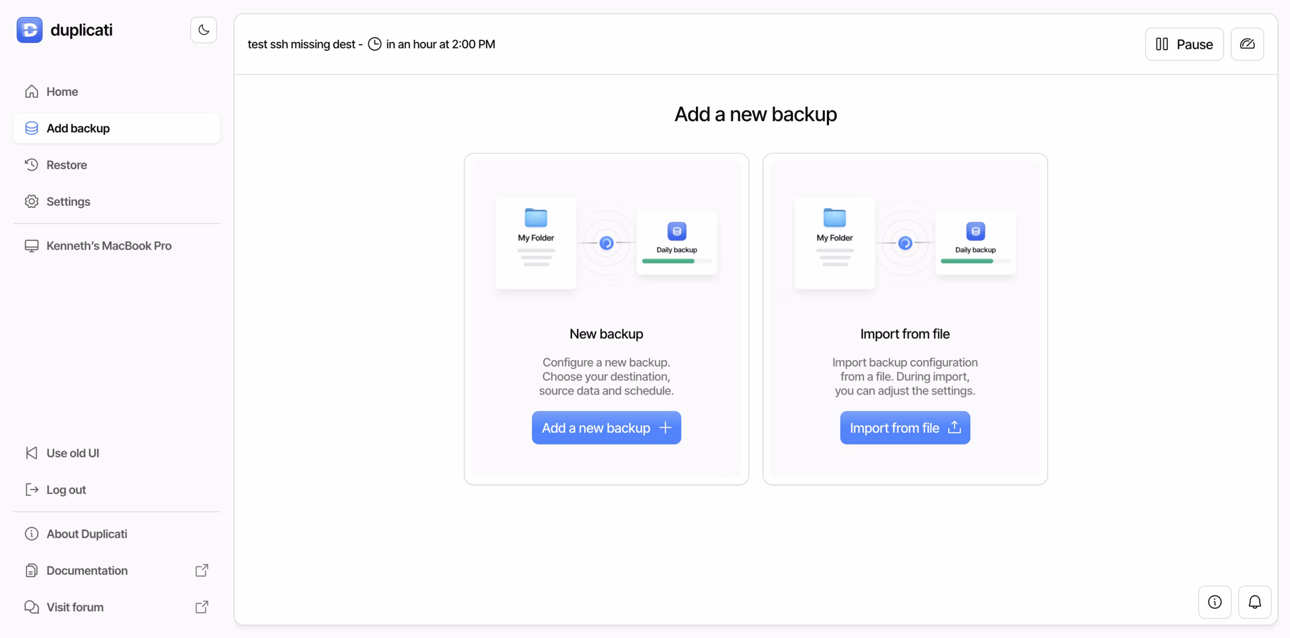 Duplicati screenshot